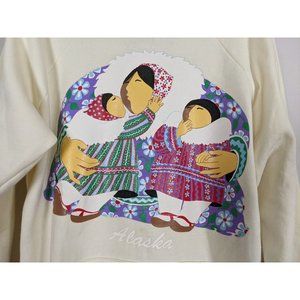 Vintage Arcticwear adorable painted mother and‎ kids in front white hoodie XL